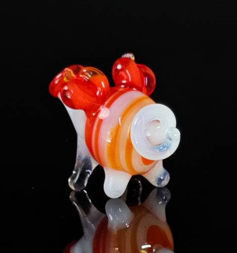 Red Glass Pig Figurine, Handmade Murano Quality Design - Small