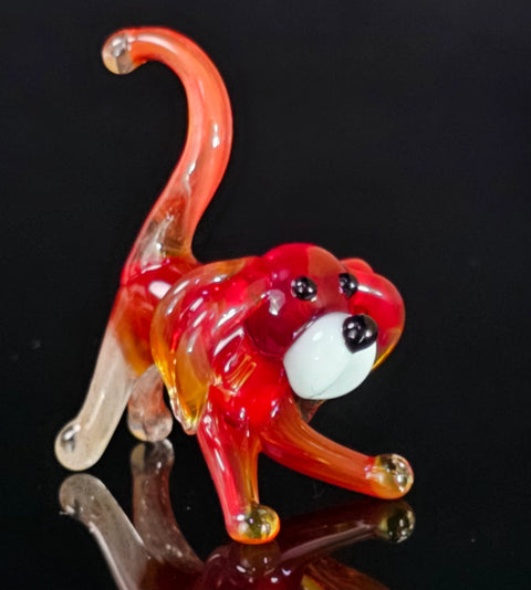 Red Glass Dog Figurine, Handmade Murano Quality Design - Small