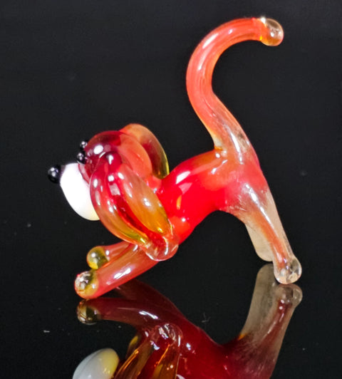 Red Glass Dog Figurine, Handmade Murano Quality Design - Small