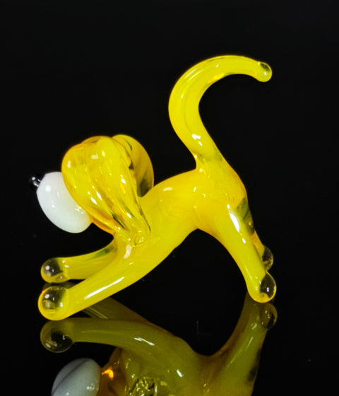 Yellow Glass Dog  Figurine, Handmade Murano Quality Design - Small