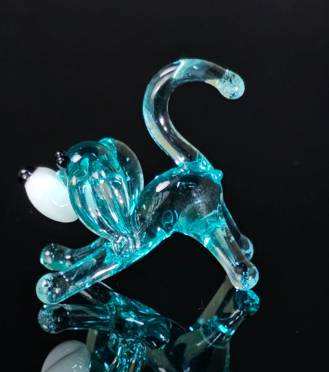 Light Blue Glass Dog Figurine, Handmade Murano Quality Design - Small