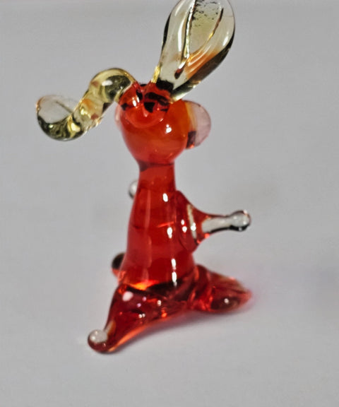 Red Glass Rabbit Figurine, Handmade Murano Quality Design - Small