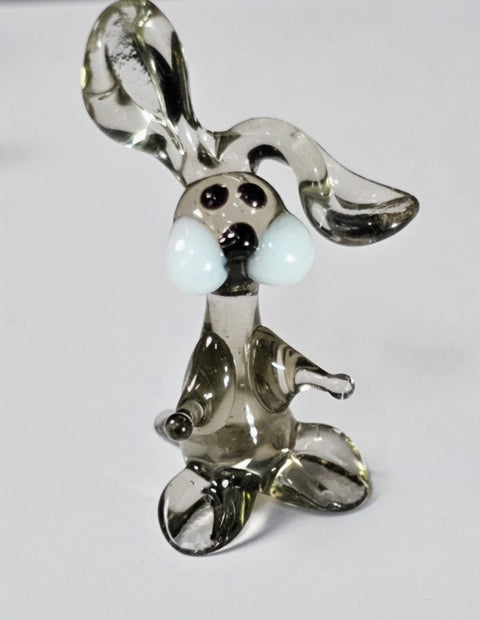 Clear Glass Rabbit Figurine, Handmade Murano Quality Design - Small