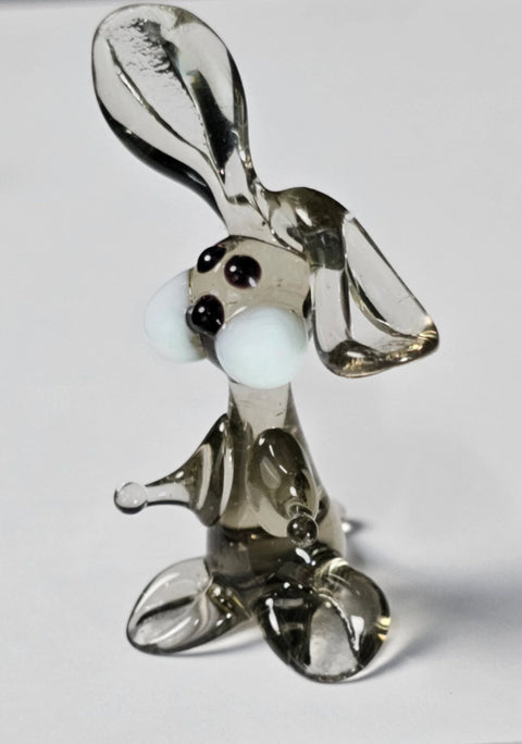 Clear Glass Rabbit Figurine, Handmade Murano Quality Design - Small