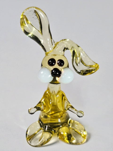 Amber Glass Rabbit Figurine, Handmade Murano Quality Design - Small