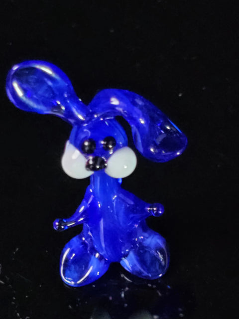 Blue Glass Rabbit Figurine, Handmade Murano Quality Design - Small