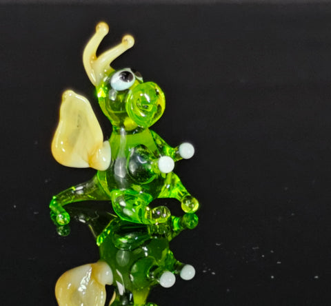 Green/Ivory Glass Dragon Figurine, Handmade Murano Quality Design - Small