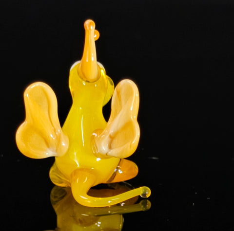 Yellow/Ivory Glass Dragon Figurine, Handmade Murano Quality Design - Small