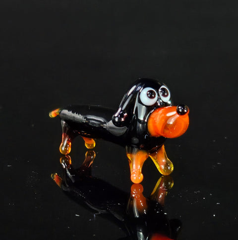 Glass Dachshund Figurine, Handmade Murano Quality Design - Small