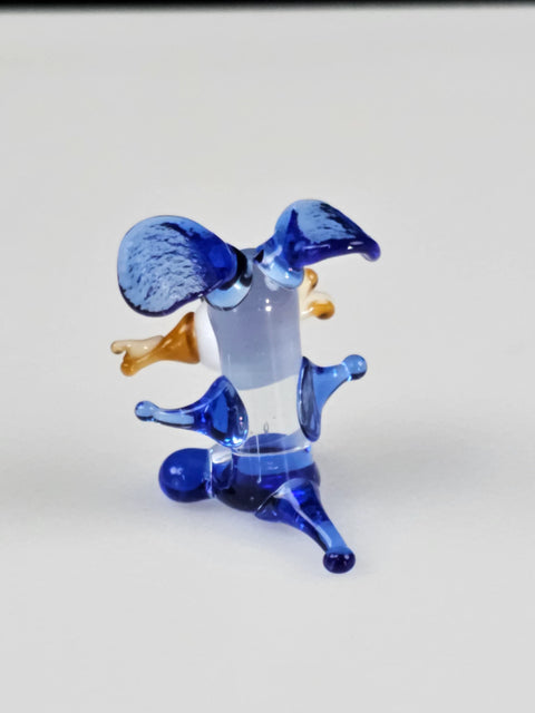 Blue Glass Dog W Bone Figurine, Handmade Murano Quality Design - Small