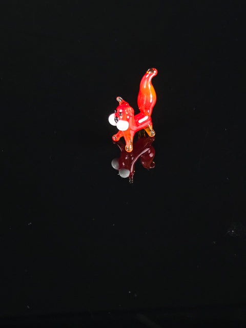 Red Glass Cat Figurine, Handmade Murano Quality Design - Small