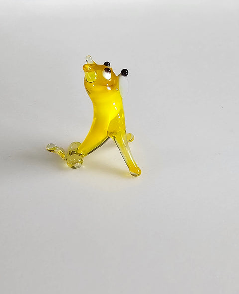 Yellow Glass Dog Figurine, Handmade Murano Quality Design - Small