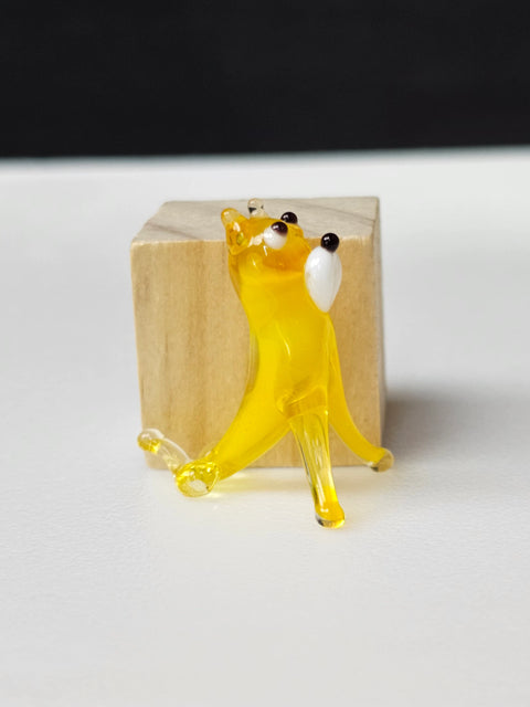 Yellow Glass Dog Figurine, Handmade Murano Quality Design - Small