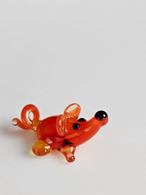 Red Glass Mouse Figurine, Handmade Murano Quality Design - Small