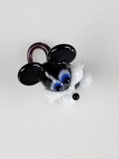 Black Glass Mouse Figurine, Handmade Murano Quality Design - Small