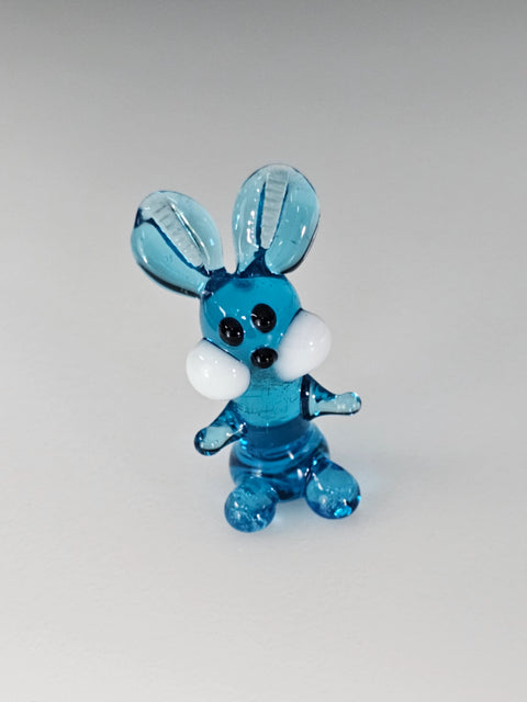 Light Blue Glass Rabbit Figurine, Handmade Murano Quality Design - Small