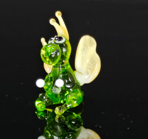 Green/Ivory Glass Dragon Figurine, Handmade Murano Quality Design - Small