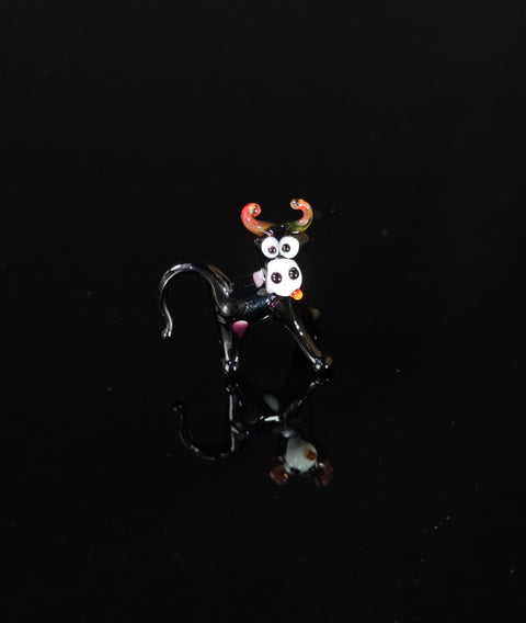 Black Glass Cow Figurine, Handmade Murano Quality Design - Small