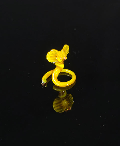 Yellow Glass Cobra Figurine, Handmade Murano Quality Design - Small