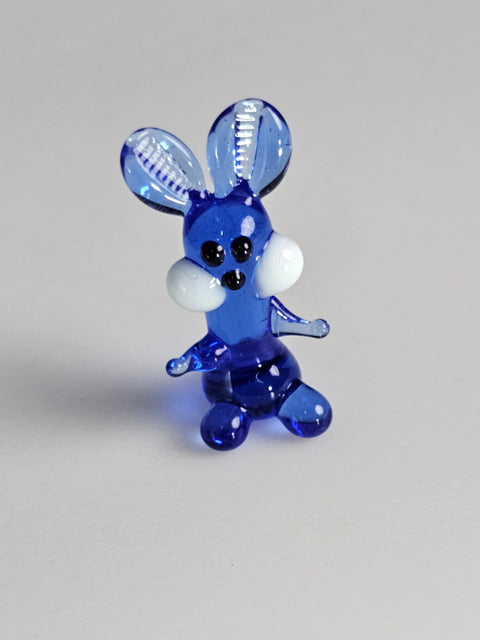 Blue Glass Rabbit Figurine, Handmade Murano Quality Design - Small