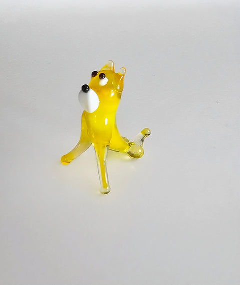 Yellow Glass Dog Figurine, Handmade Murano Quality Design - Small