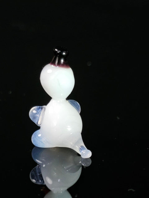 Glass Snowman In Black Hat Figurine, Handmade Murano Quality Design - Small