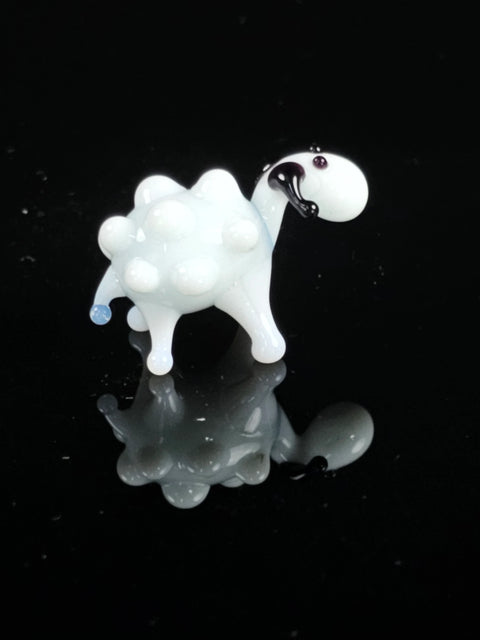 White Glass Sheep Figurine, Handmade Murano Quality Design - Small