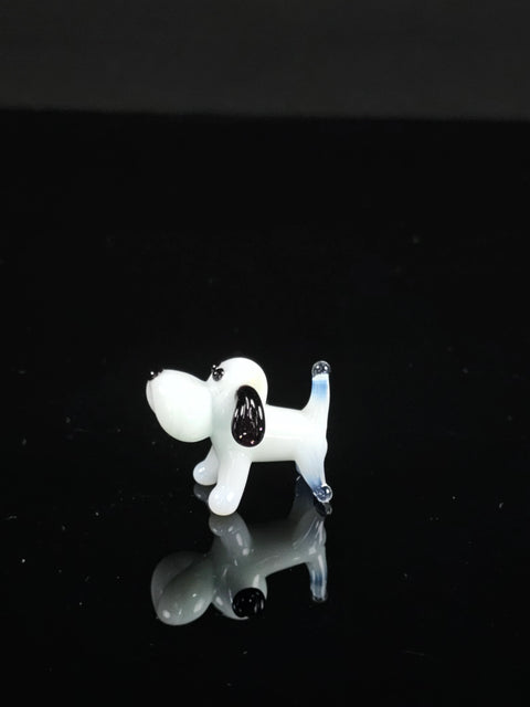 White Glass Dog Figurine, Handmade Murano Quality Design - Small