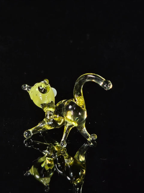 Amber Glass Cat Figurine, Handmade Murano Quality Design - Small