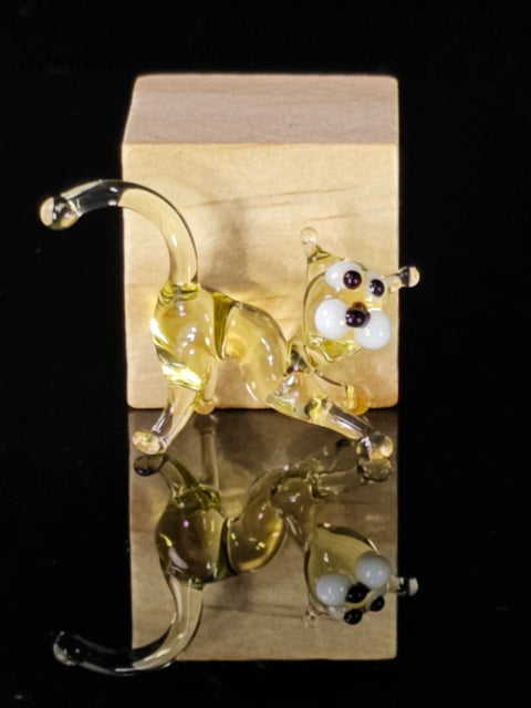 Amber Glass Cat Figurine, Handmade Murano Quality Design - Small