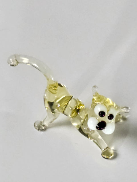 Amber Glass Cat Figurine, Handmade Murano Quality Design - Small