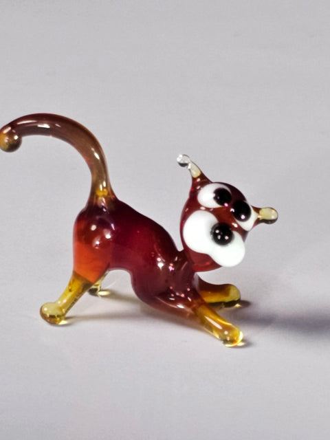 Red Glass Cat Figurine, Handmade Murano Quality Design - Small