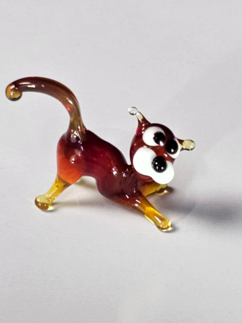 Red Glass Cat Figurine, Handmade Murano Quality Design - Small