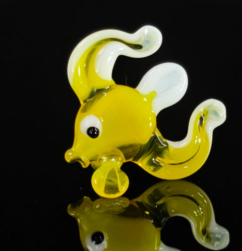 Yellow Glass Fish Figurine, Handmade Murano Quality Design - Small