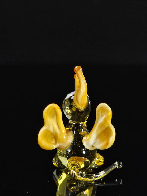 Amber/Ivory Glass Dragon Figurine, Handmade Murano Quality Design - Small