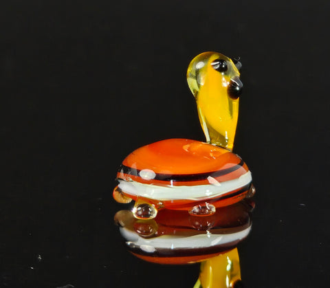 Orange Glass Turtle Figurine, Handmade Murano Quality Design - Small