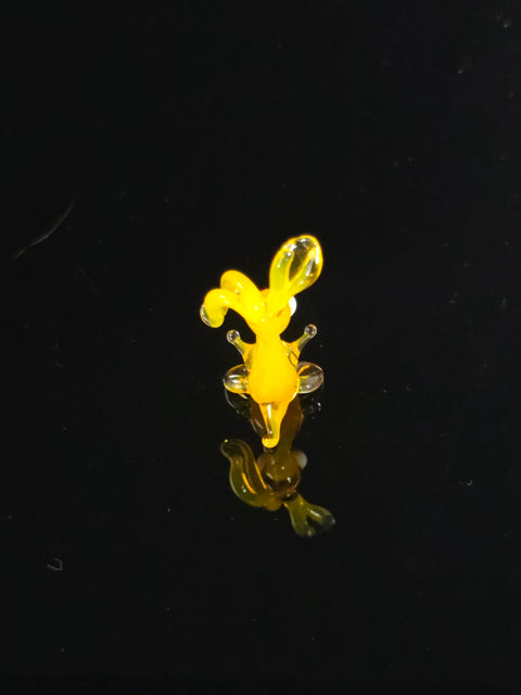 Yellow Glass Rabbit Ear Down Figurine, Handmade Murano Quality Design - Small