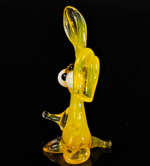 Yellow Glass Rabbit Ear Down Figurine, Handmade Murano Quality Design - Small