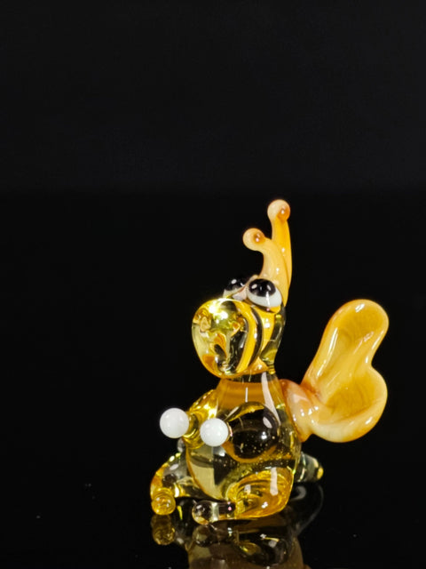 Amber/Ivory Glass Dragon Figurine, Handmade Murano Quality Design - Small