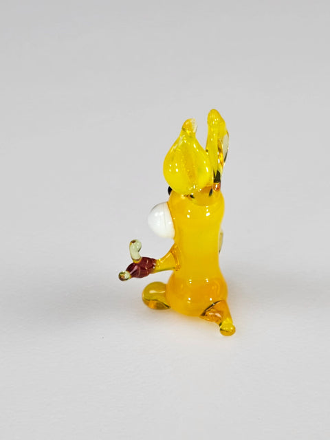 Yellow Glass Rabbit With Carrot Figurine Figurine, Handmade Murano Quality Design - Small