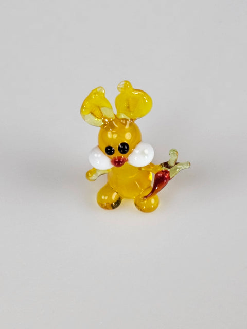 Yellow Glass Rabbit With Carrot Figurine Figurine, Handmade Murano Quality Design - Small