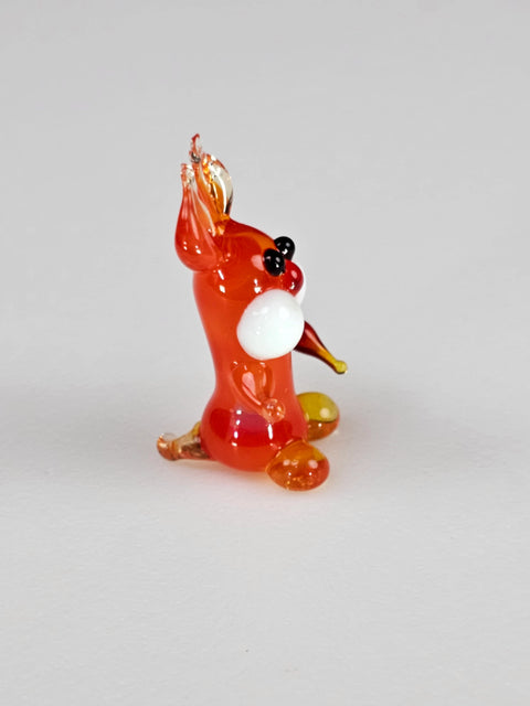 Orange Glass Rabbit W Carrot Figurine, Handmade Murano Quality Design - Small