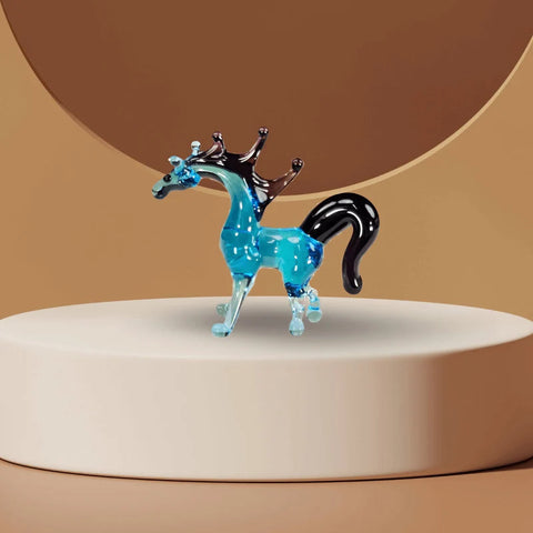 Blue Glass Horse Figurine, Handmade Murano Quality Design - Small