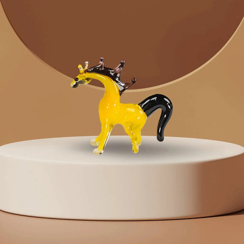 Yellow Glass Horse Figurine, Handmade Murano Quality Design - Small