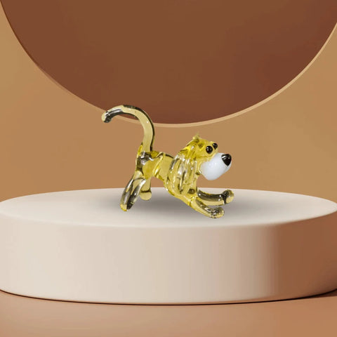 Amber Glass Dog Figurine, Handmade Murano Quality Design - Small