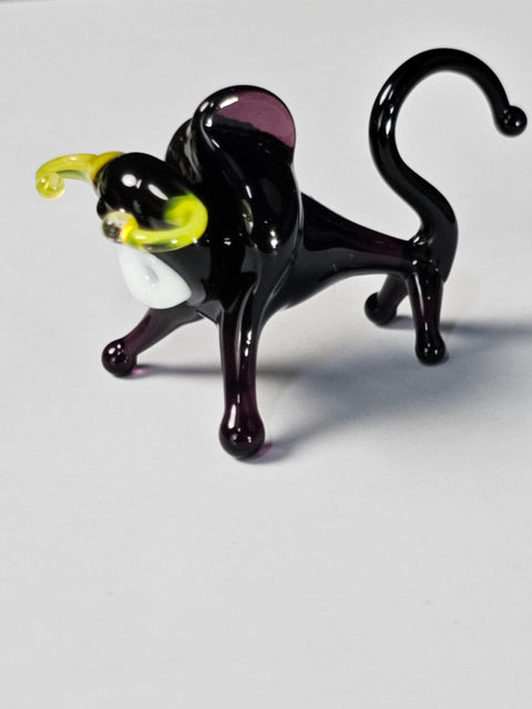 Black Glass Bull Figurine, Handmade Murano Quality Design - Small