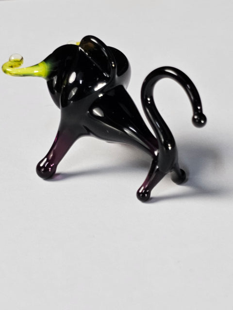 Black Glass Bull Figurine, Handmade Murano Quality Design - Small