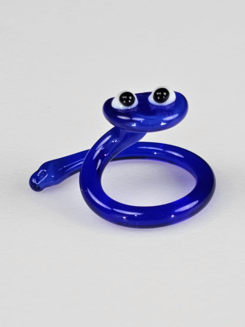 Blue Glass Snake Figurine, Handmade Murano Quality Design - Small