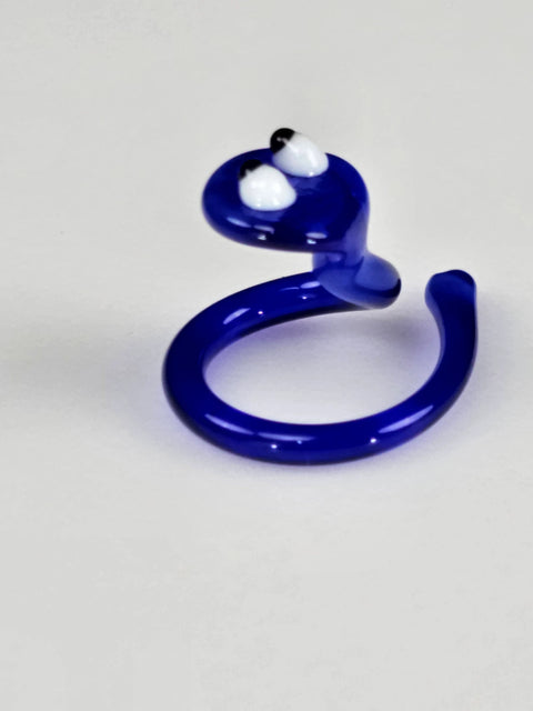 Blue Glass Snake Figurine, Handmade Murano Quality Design - Small