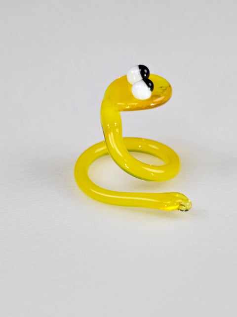 Yellow Glass Snake Figurine, Handmade Murano Quality Design - Small